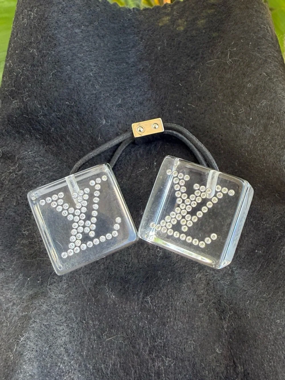 Louis Vuitton Dice Hair Tie Hair Accessory Authentic Rhinestone Cube Crystal - Picture 3 of 8